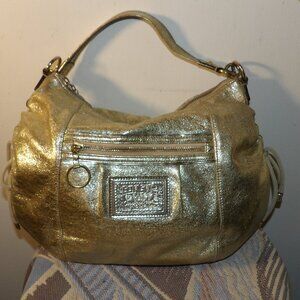 Coach Poppy Golden Metallic Rouched Sides Tote Bag #B1273-20384E